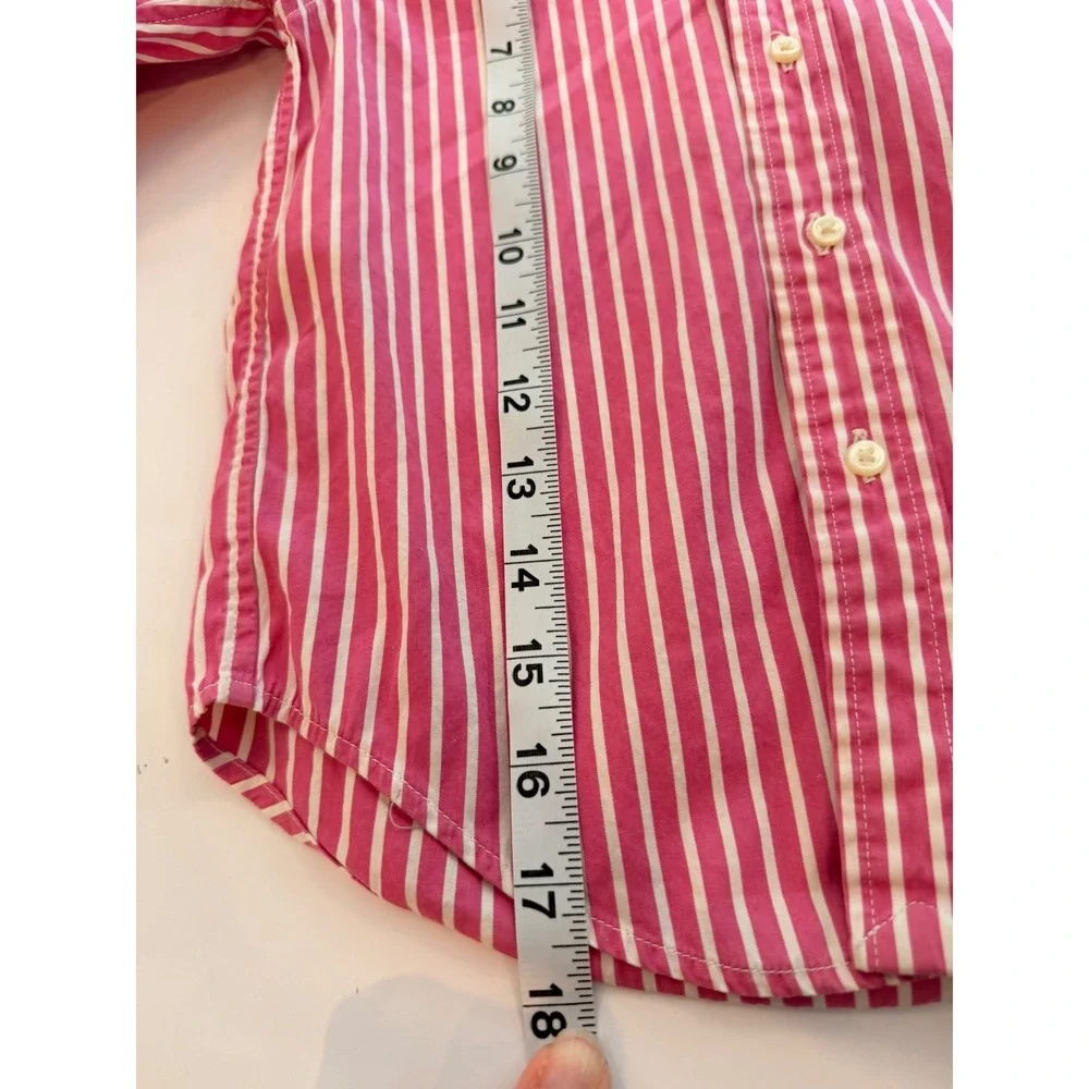 Ralph Lauren Kids Pink White Striped Button Down Shirt Cotton Size 4T Pony Logo